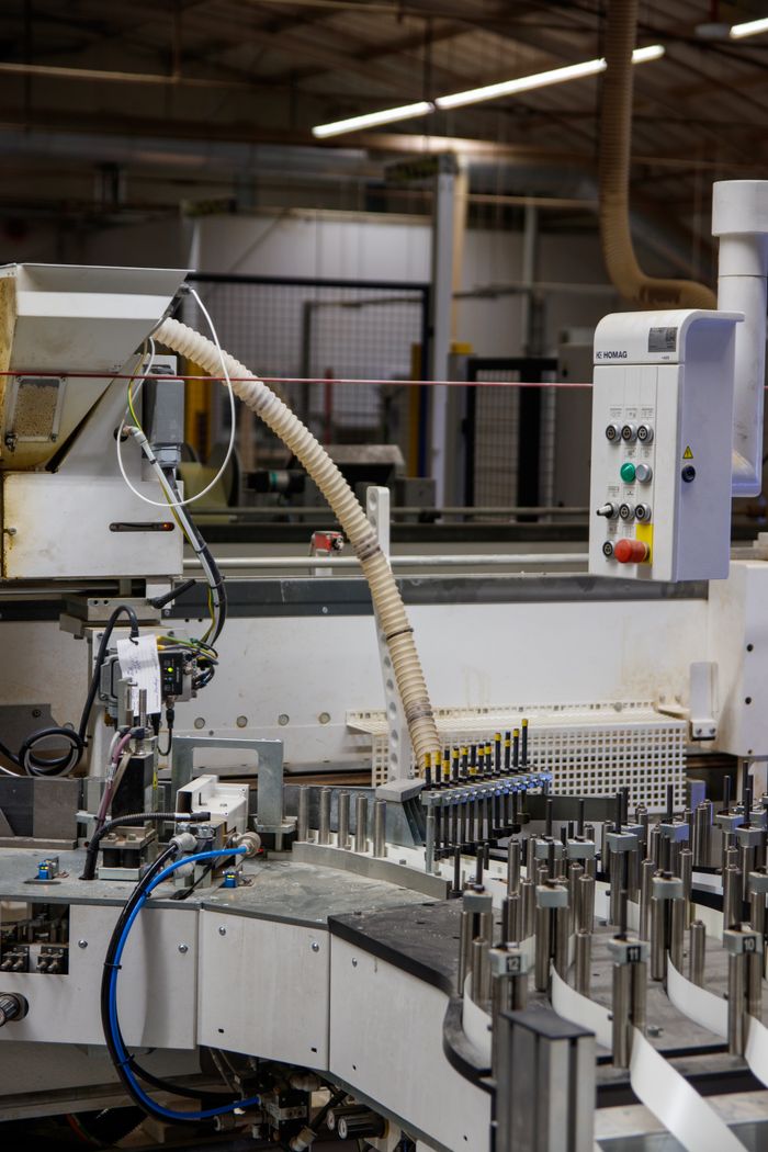 Services Close-up of automated machinery in an industrial factory setting, perfect for industry and technology themes.